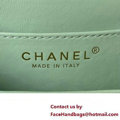 Chanel Lambskin  &  Gold-Tone Metal Small Messenger Bag AS4609 mint green 2024